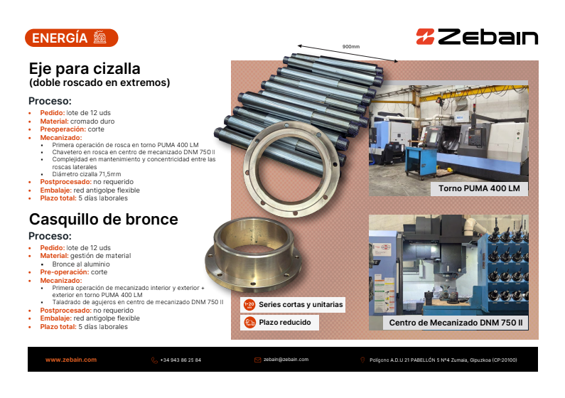 mecanizado zebain eje para cizalla