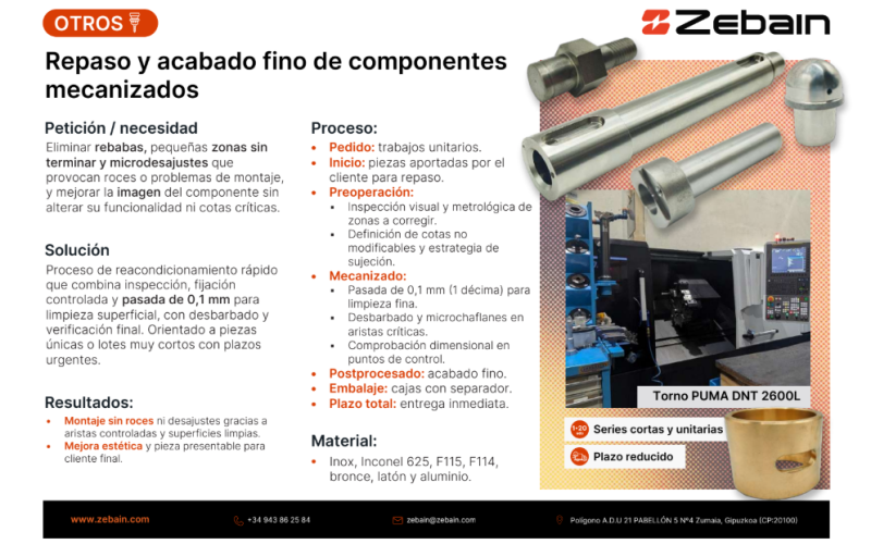 Proyecto Zebain: mecanizado de brida 600, de 620 mm de diámetro a microcomponentes de precisión en el mismo pedido